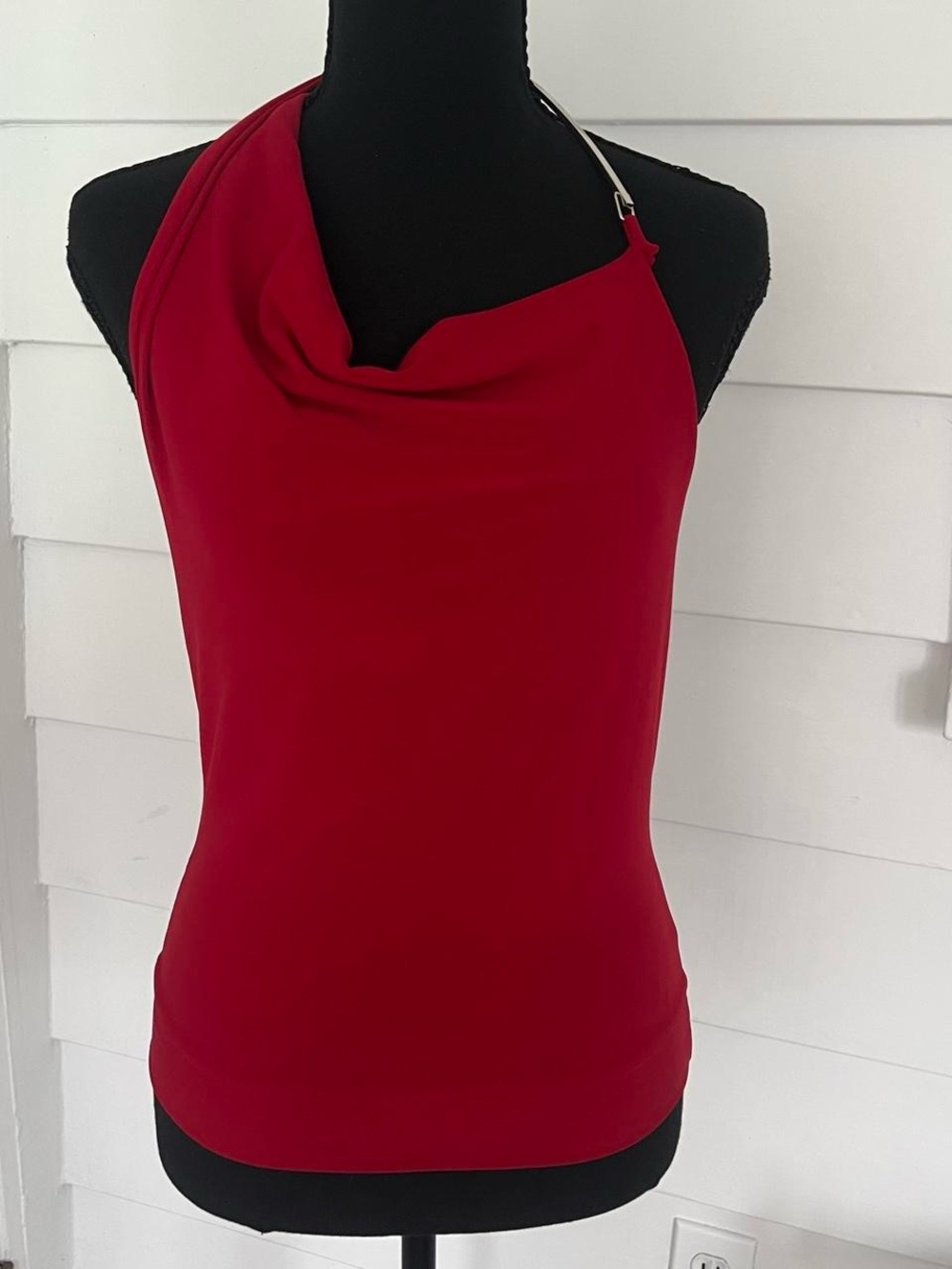 Y2K Women’s Red Asymmetric Metal Detail Glam Halter Top